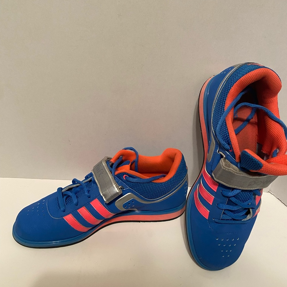Adidas Athletic Shoes Blue Pink Velcro Closure